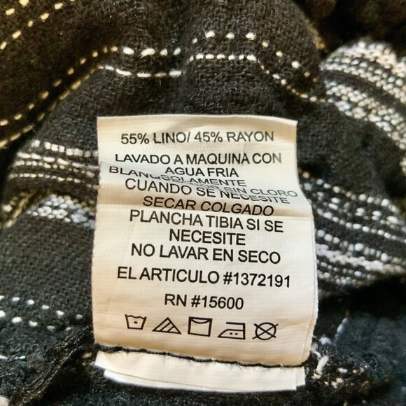 Briggs Women’s Shorts Black Striped Linen/Rayon Blend Elastic Waist Size S Boho - Picture 11 of 11